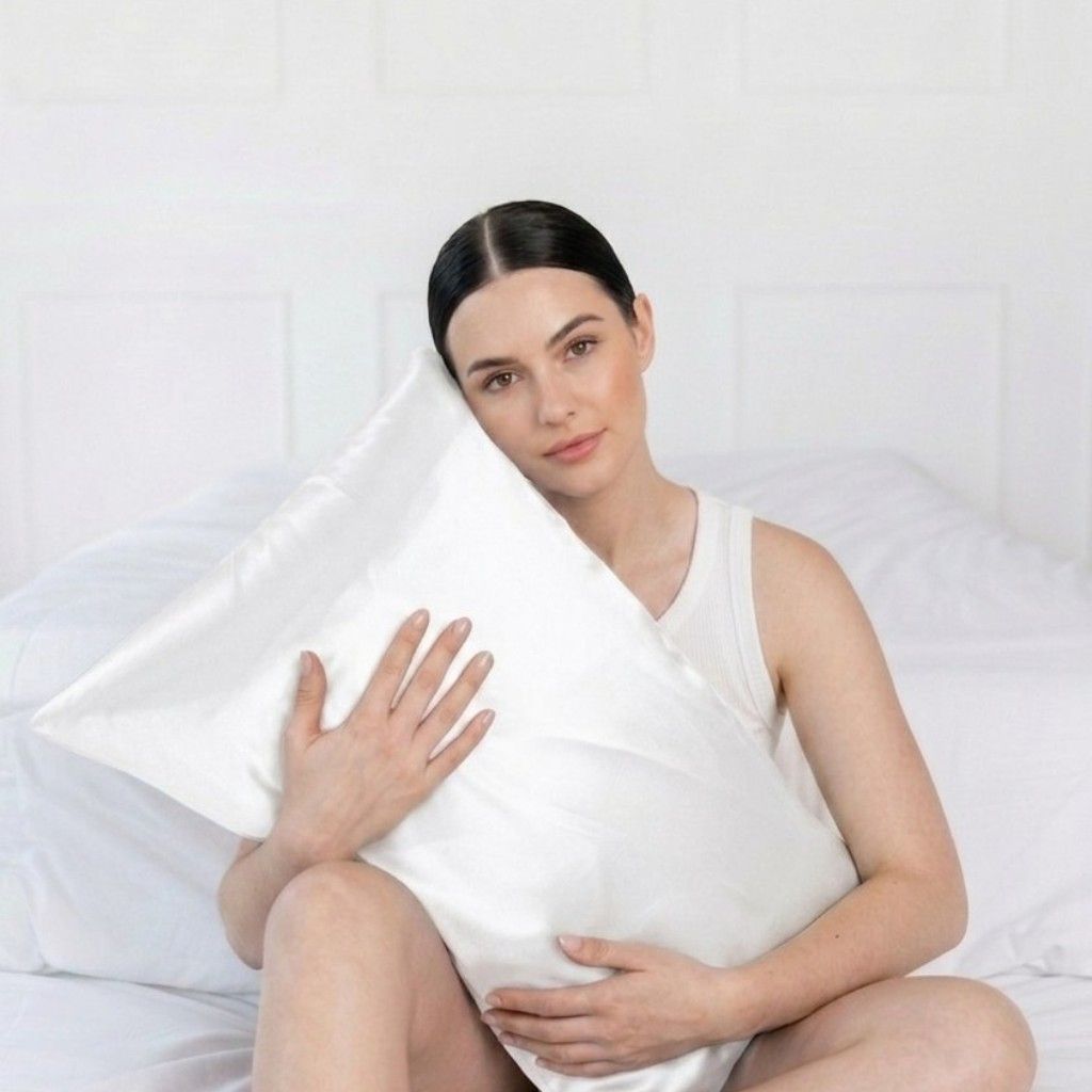 Ivory white silk pillowcase 