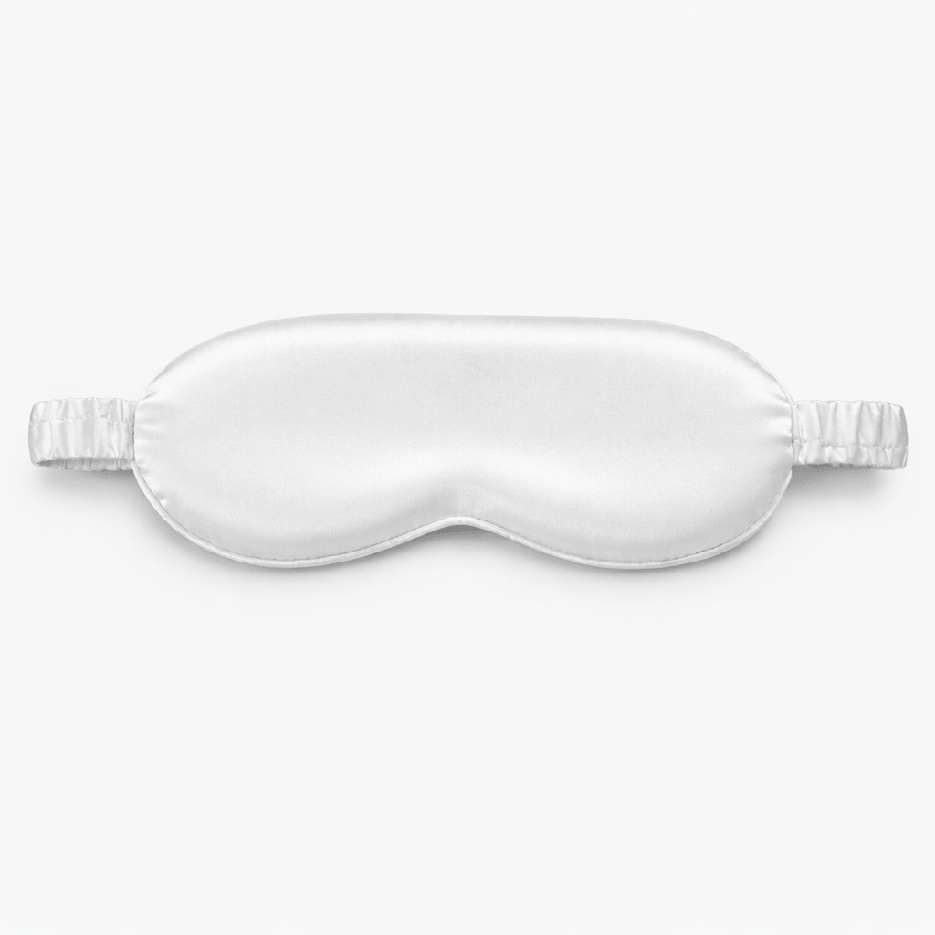 3d white silky sleep mask on a white background