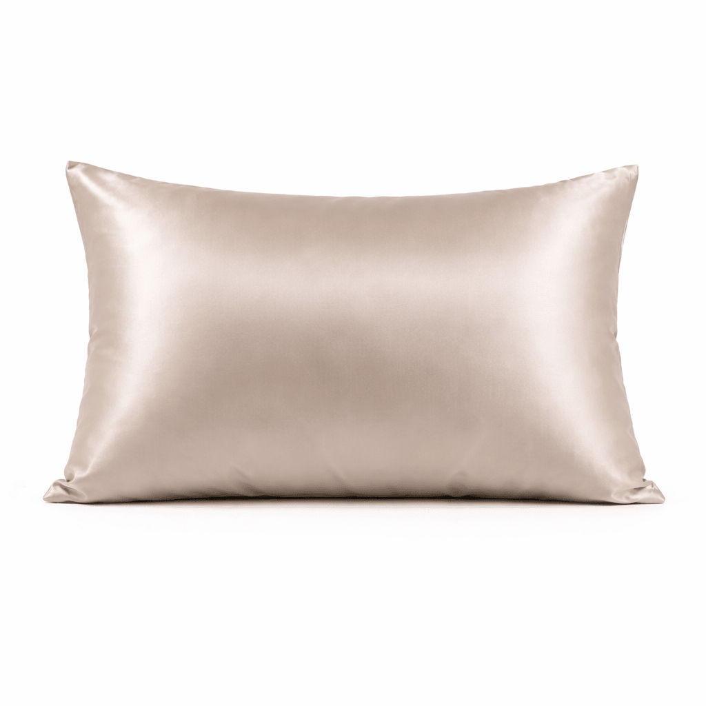 Silky pillowcase in beige on a white background