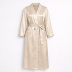 Beige satin robe on a white background