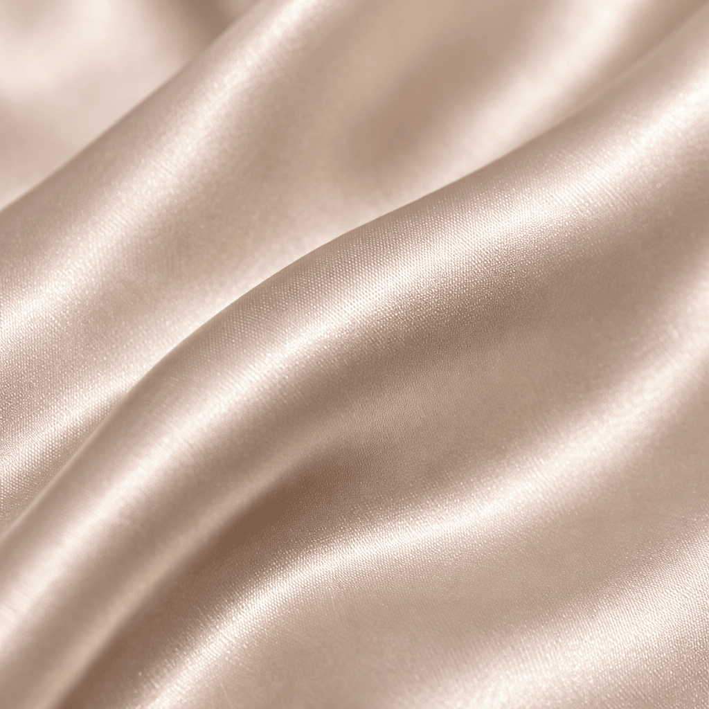 Close-up of beige silk fabric with soft folds
