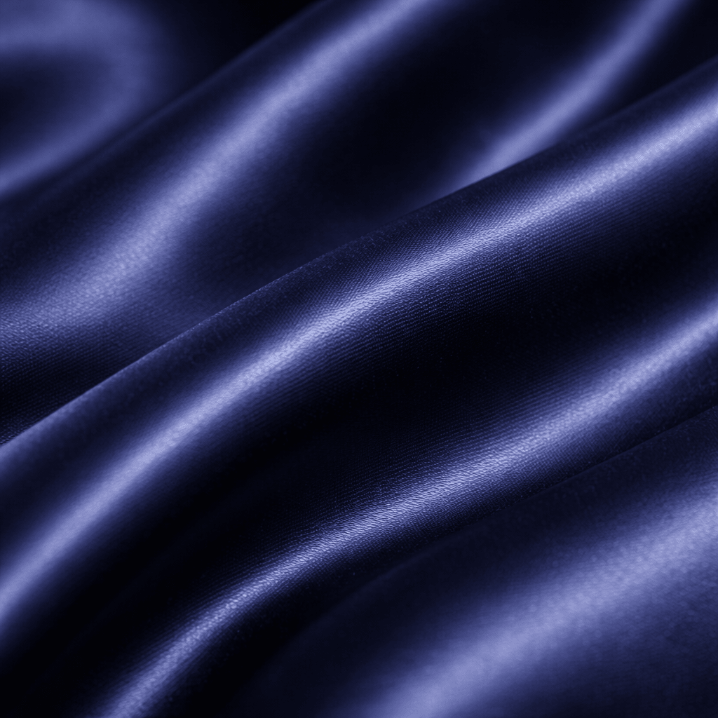 Close-up of dark blue sillk fabric with smooth texture