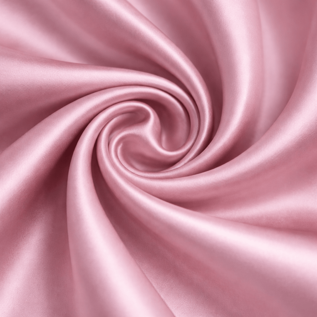 Close-up of pink silk fabric with a swirl pattern