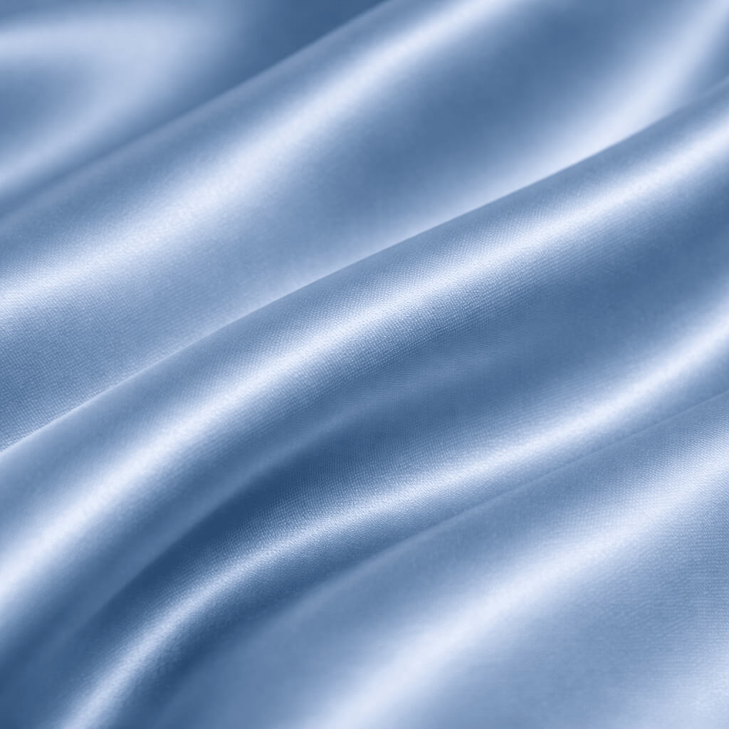 Close-up of blue silk fabric with folds