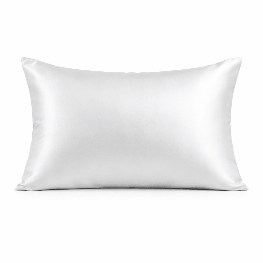 White silk pillowcase on a white background