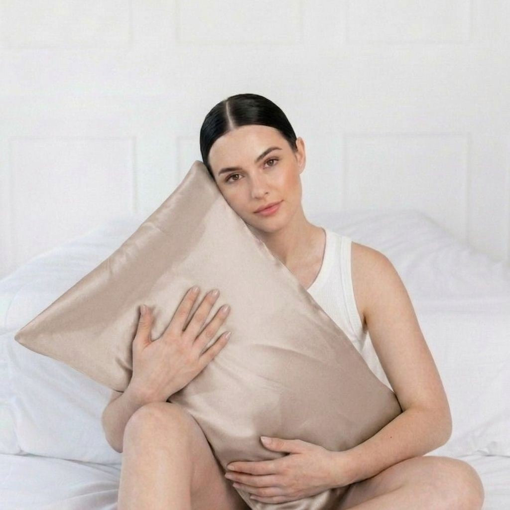 Pure silk pillowcase in beige