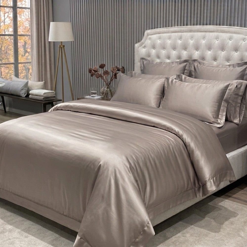 champagne gold mulberry silk duvet cover set