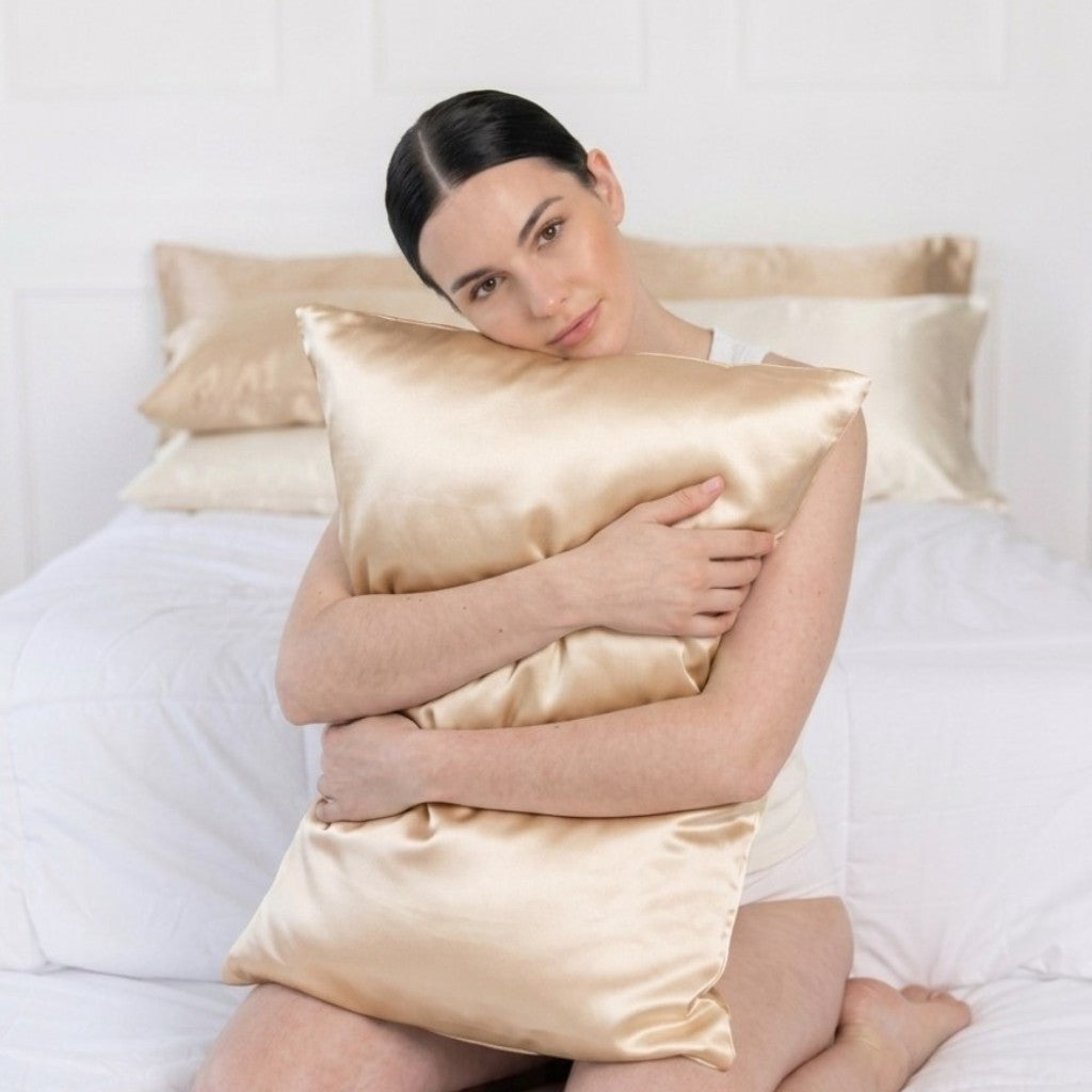 Champagne gold silk pillowcase