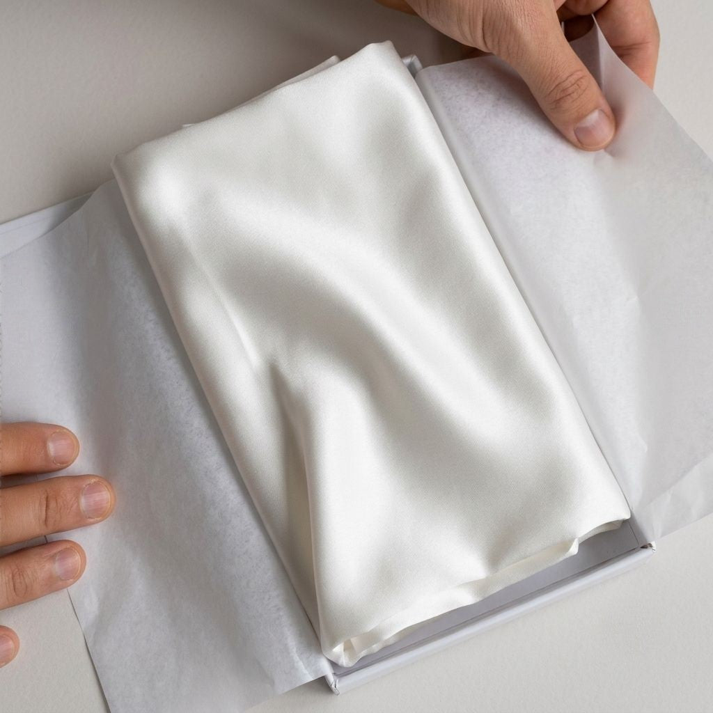 white mulberry silk pillowcase closeup