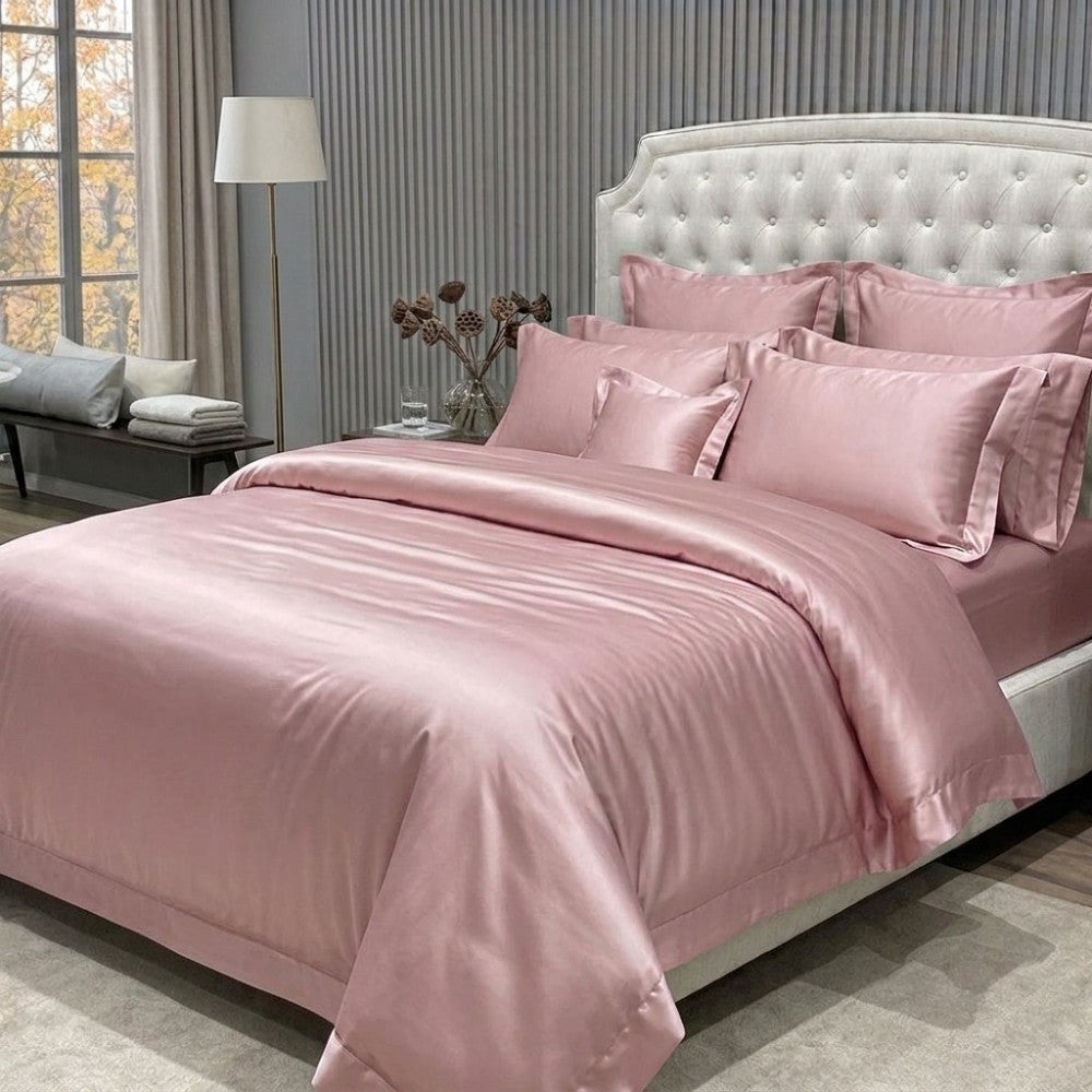 light pink 4 piece silk duvet cover set