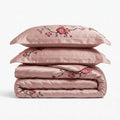 pink mulberry silk bedding set with floral design