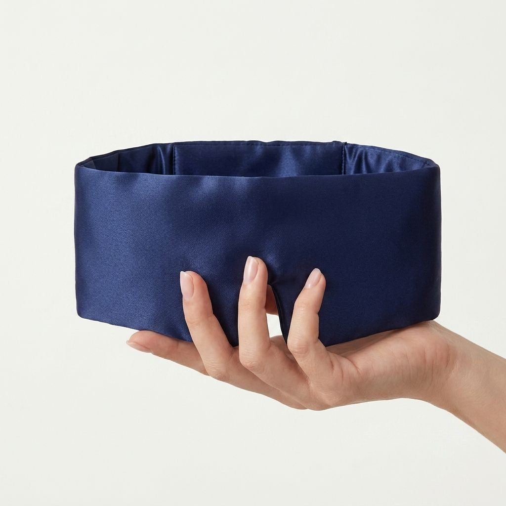navy blue pure silk sleep mask