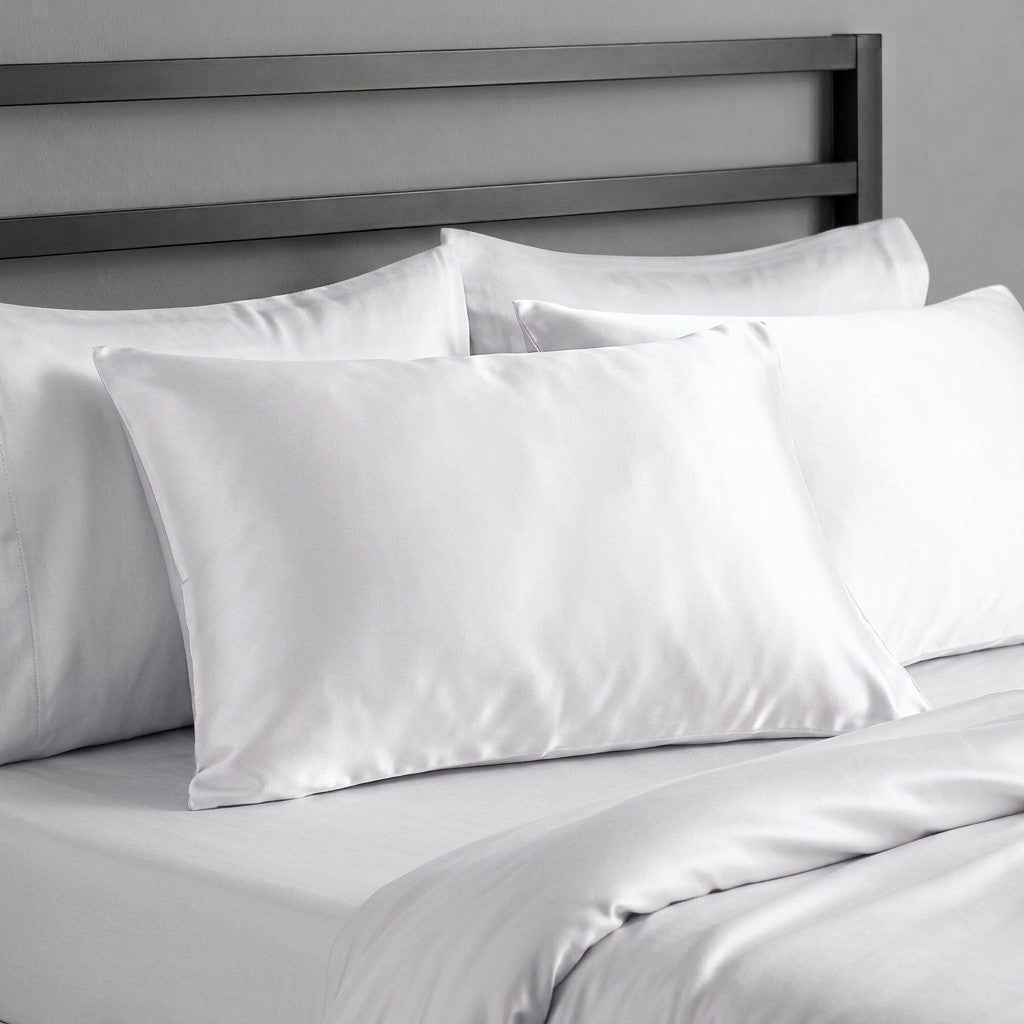 white mulberry silk pillowcases on bed