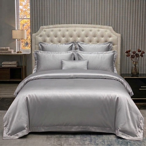 silver grey silk duvet cover bedding
