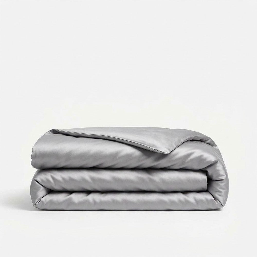 silver grey silk duvet cover