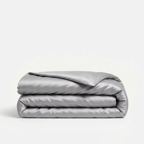 silver grey silk duvet cover