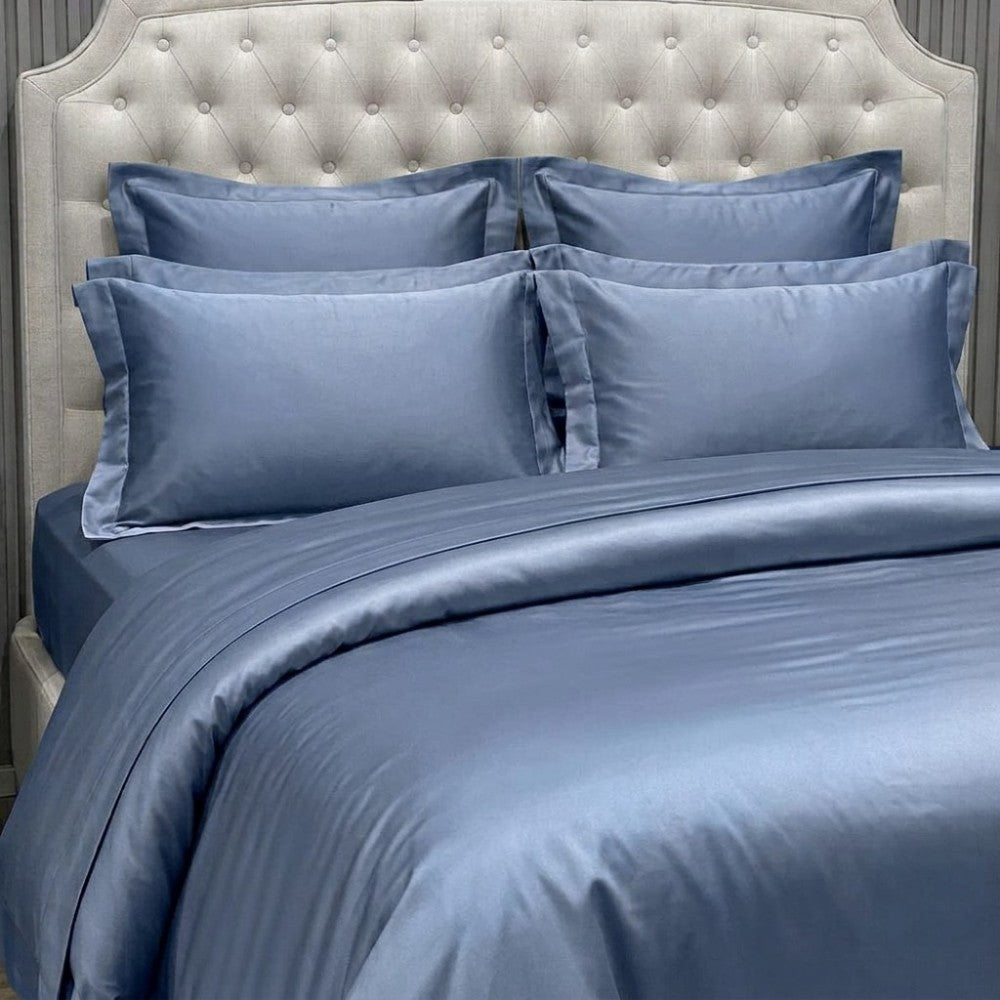 sky blue mulberry 4 piece silk bedding set