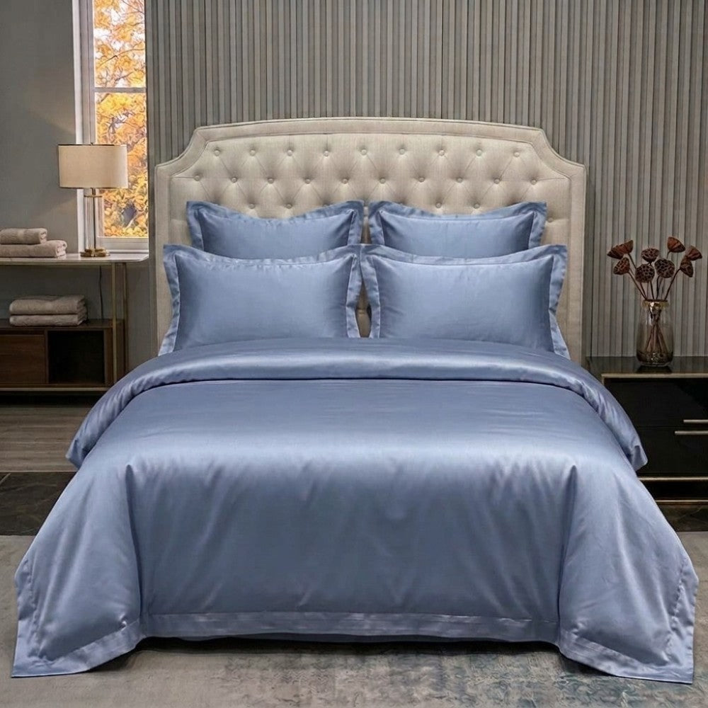 sky blue mulberry silk duvet cover set