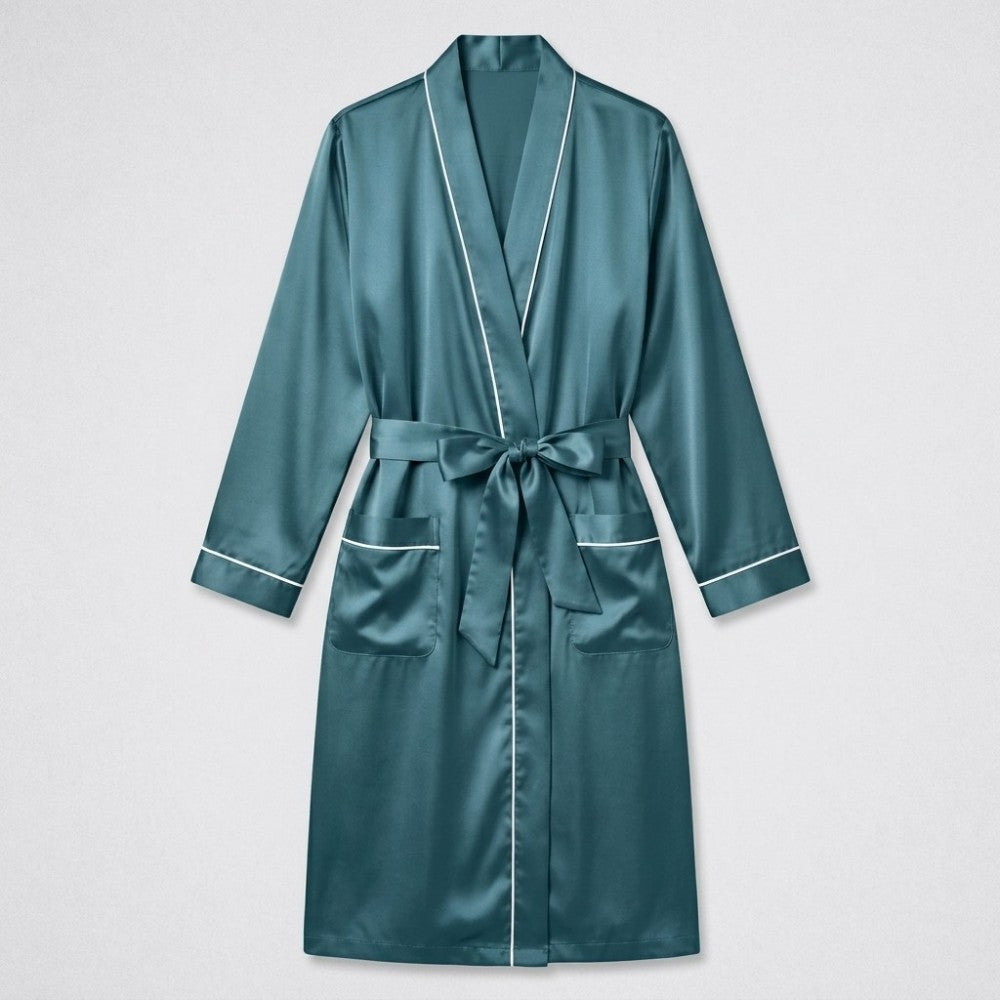 teal silk robe for women