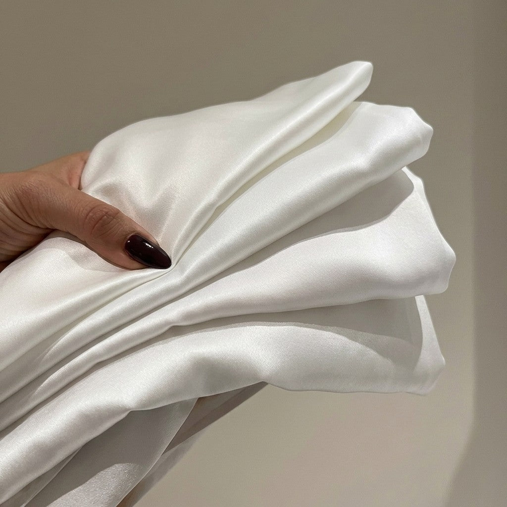white silk pillowcase fabric closeup